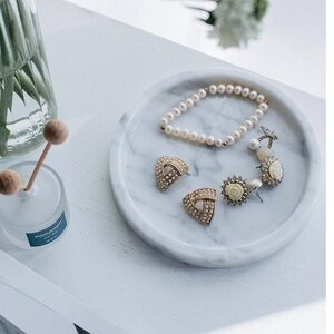 Jimei Natural Marble Round Vanity Tray 5.5”